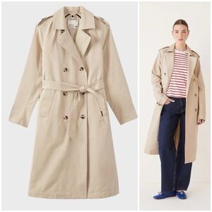 FRANK & OAK - Kapok Trench Coat. Belted. Double Breasted. Size Small